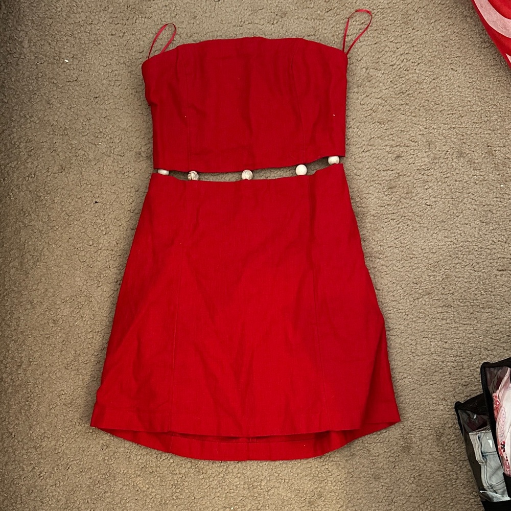Abercrombie Red Linen Mini Dress - Picture 3 of 5